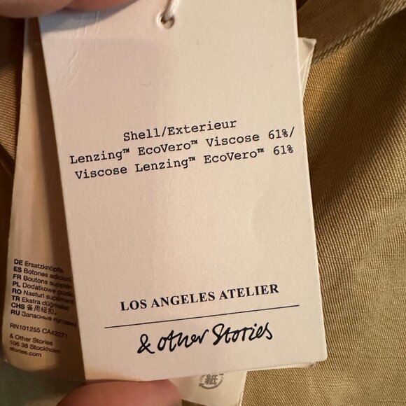 NWT & Other Stories balloon sleeve trench coat in beige Size 4 - Picture 3 of 5